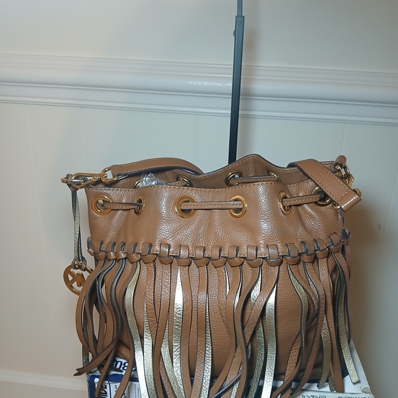 Michael Kors Tan Leather Fringe Shoulder Bag - Picture 3 of 7